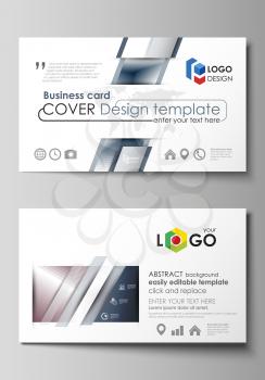 Business card templates. Easy editable layout, abstract vector design template. Simple monochrome geometric pattern. Abstract polygonal style, stylish modern background.
