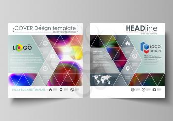 Business templates for square design brochure, magazine, flyer, booklet or annual report. Leaflet cover, abstract flat layout, easy editable vector. Colorful design background with abstract shapes, br