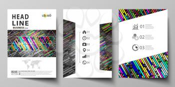Business templates for brochure, magazine, flyer, booklet or annual report. Cover design template, easy editable vector, abstract flat layout in A4 size. Colorful background made of stripes. Abstract 