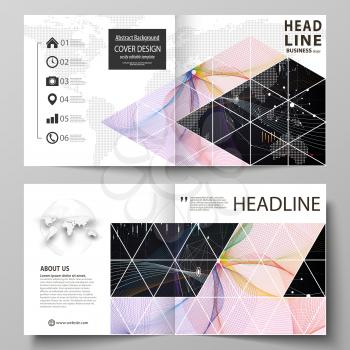 Business templates for square design bi fold brochure, magazine, flyer, booklet or annual report. Leaflet cover, abstract flat layout, easy editable vector. Colorful abstract infographic background in