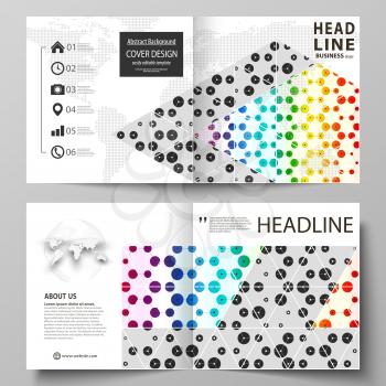Business templates for square design bi fold brochure, magazine, flyer, booklet or annual report. Leaflet cover, abstract flat layout, easy editable vector. Chemistry pattern, hexagonal design molecul