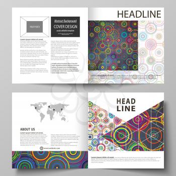 Business templates for square design bi fold brochure, magazine, flyer, booklet or annual report. Leaflet cover, abstract flat layout, easy editable vector. Bright color background in minimalist style