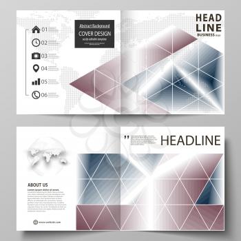 Business templates for square design bi fold brochure, magazine, flyer, booklet or annual report. Leaflet cover, abstract flat layout, easy editable vector. Simple monochrome geometric pattern. Abstra