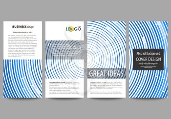 Flyers set, modern banners. Business templates. Cover design template, easy editable abstract vector layouts. Blue color background in minimalist style made from colorful circles