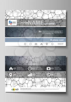 Business card templates. Easy editable layout, abstract vector design template. Chemistry pattern, molecular texture, polygonal molecule structure, cell. Medicine, science, microbiology concept