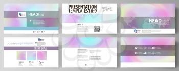 Business templates in HD format for presentation slides. Easy editable abstract vector layouts in flat design. Hologram, background in pastel colors with holographic effect. Blurred colorful pattern, 