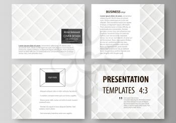 Set of business templates for presentation slides. Easy editable abstract vector layouts in flat design. Shiny fabric, rippled texture, white color silk, colorful vintage style background