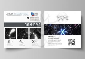 Business templates for square design brochure, magazine, flyer, booklet or annual report. Leaflet cover, abstract flat layout, easy editable vector. Sacred geometry, glowing geometrical ornament. Myst