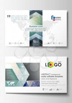 Business card templates. Easy editable layout, abstract flat design template, vector illustration. Chemistry pattern, hexagonal molecule structure. Medicine, science, technology concept.
