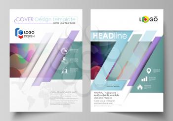 Business templates for brochure, magazine, flyer, booklet or annual report. Cover design template, easy editable vector, abstract flat layout in A4 size. Bright color pattern, colorful design with ove