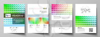 Business templates for brochure, magazine, flyer, booklet or annual report. Cover design template, easy editable vector, abstract flat layout in A4 size. Colorful rectangles, moving dynamic shapes for