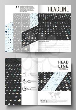 Business templates for bi fold brochure, magazine, flyer, booklet or annual report. Cover design template, easy editable vector, abstract flat layout in A4 size. Abstract soft color dots with illusion
