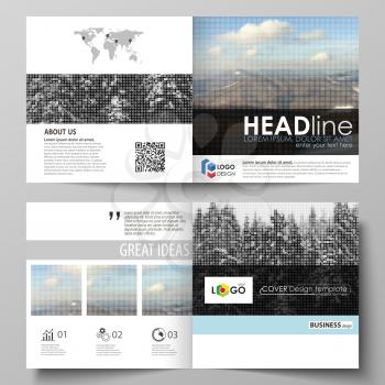 Business templates for square design bi fold brochure, magazine, flyer, booklet or annual report. Leaflet cover, abstract flat layout, easy editable vector. Abstract landscape of nature. Dark color pa