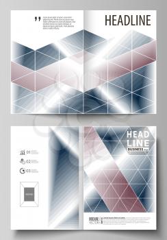 Business templates for bi fold brochure, magazine, flyer, booklet or annual report. Cover design template, easy editable vector, abstract flat layout in A4 size. Simple monochrome geometric pattern. A