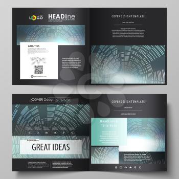Business templates for square design bi fold brochure, magazine, flyer, booklet or annual report. Leaflet cover, abstract flat layout, easy editable vector. Technology background in geometric style ma