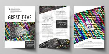 Business templates for brochure, magazine, flyer, booklet or annual report. Cover design template, easy editable vector, abstract flat layout in A4 size. Colorful background made of stripes. Abstract 