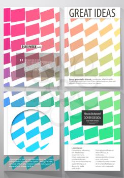 Business templates for brochure, magazine, flyer, booklet or annual report. Cover design template, easy editable vector, abstract flat layout in A4 size. Colorful rectangles, moving dynamic shapes for