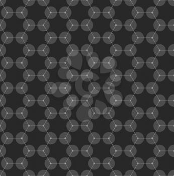 Chemistry seamless pattern, hexagonal design molecule structure on black, scientific or medical DNA research. Medicine, science and technology concept. Geometric abstract background.