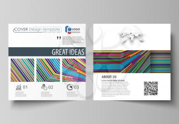 Business templates for square design brochure, magazine, flyer, booklet or annual report. Leaflet cover, abstract flat layout, easy editable vector. Bright color lines, colorful style with geometric s