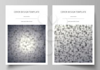Business templates for brochure, magazine, flyer, booklet or annual report. Cover design template, easy editable vector, abstract flat layout in A4 size. Pattern made from squares, gray background in 