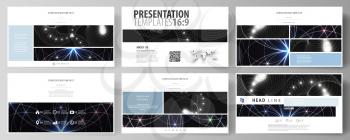 Business templates in HD format for presentation slides. Easy editable abstract vector layouts in flat design. Sacred geometry, glowing geometrical ornament. Mystical background