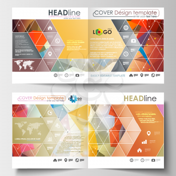 Business templates for square design brochure, magazine, flyer, booklet or annual report. Leaflet cover, abstract flat layout, easy editable blank. Abstract colorful triangle design vector background 