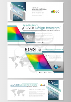 Social media and email headers set, modern banners. Business templates. Cover design template, easy editable, abstract flat layout in popular sizes. Abstract triangles, blue triangular background, mod