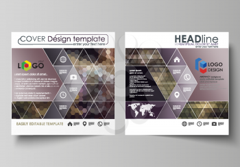 Business templates for square design brochure, magazine, flyer, booklet or annual report. Leaflet cover, abstract flat layout, easy editable vector. Abstract multicolored backgrounds. Geometrical patt