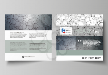 Business templates for square design brochure, magazine, flyer, booklet or annual report. Leaflet cover, abstract flat layout, easy editable vector. Chemistry pattern, molecular texture, polygonal mol