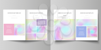 Business templates for bi fold brochure, magazine, flyer, booklet or annual report. Cover design template, easy editable vector, abstract flat layout in A4 size. Hologram, background in pastel colors 