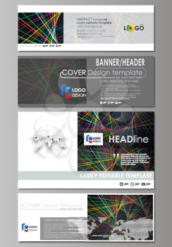 Social media and email headers set, modern banners. Business templates. Easy editable abstract design template, vector layouts in popular sizes. Bright color lines, colorful beautiful background. Perf