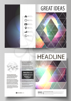 Business templates for bi fold brochure, magazine, flyer, booklet or annual report. Cover design template, easy editable vector, abstract flat layout in A4 size. Retro style, mystical Sci-Fi backgroun