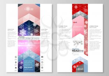 Blog graphic business templates. Page website design template, easy editable, abstract flat layout. Christmas decoration, vector background with shiny snowflakes