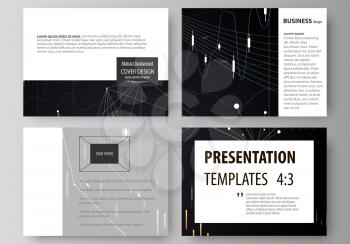 Set of business templates for presentation slides. Easy editable abstract vector layouts in flat design. Abstract infographic background in minimalist style made from lines, symbols, charts, diagrams 