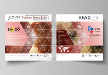 Business templates for square design brochure, magazine, flyer, booklet or annual report. Leaflet cover, abstract flat layout, easy editable vector. Beautiful background. Geometrical colorful polygona