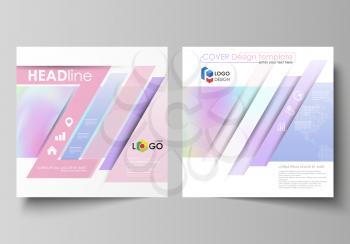 Business templates for square design brochure, magazine, flyer, booklet or annual report. Leaflet cover, abstract flat layout, easy editable vector. Hologram, background in pastel colors with holograp