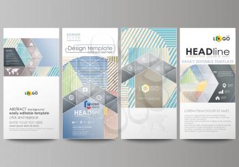Flyers set, modern banners. Business templates. Cover design template, easy editable abstract vector layouts. Minimalistic design with lines, geometric shapes forming beautiful background.