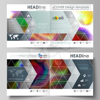 Business templates for square design bi fold brochure, magazine, flyer, booklet or annual report. Leaflet cover, abstract flat layout, easy editable vector. Colorful design background with abstract sh