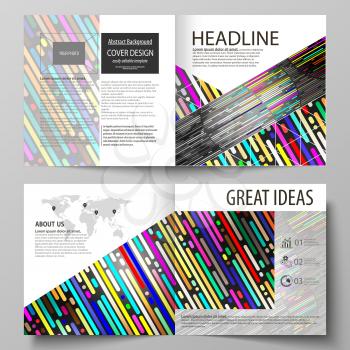 Business templates for square design bi fold brochure, magazine, flyer, booklet or annual report. Leaflet cover, abstract flat layout, easy editable vector. Colorful background made of stripes. Abstra