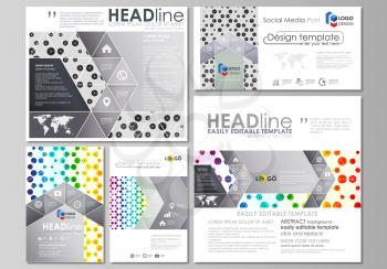Social media posts set. Business templates. Easy editable abstract flat design template, vector layouts in popular formats. Chemistry pattern, hexagonal design molecule structure, scientific, medical 
