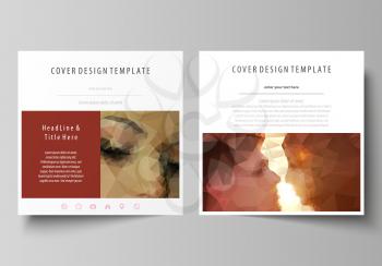 Business templates for square design brochure, magazine, flyer, booklet or annual report. Leaflet cover, abstract flat layout, easy editable vector. Romantic couple kissing. Beautiful background. Geom