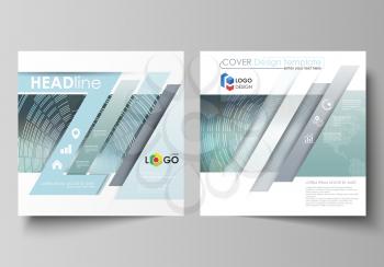 Business templates for square design brochure, magazine, flyer, booklet or annual report. Leaflet cover, abstract flat layout, easy editable vector. Technology background in geometric style made from 