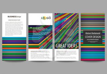 Flyers set, modern banners. Business templates. Cover design template, easy editable abstract vector layouts. Bright color lines, colorful style with geometric shapes forming beautiful minimalist back