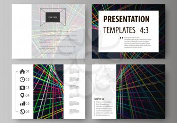 Set of business templates for presentation slides. Easy editable abstract vector layouts in flat design. Bright color lines, colorful beautiful background. Perfect decoration