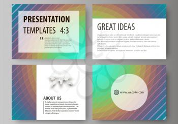 Set of business templates for presentation slides. Easy editable abstract vector layouts in flat design. Minimalistic design with circles, diagonal lines. Geometric shapes forming beautiful retro back