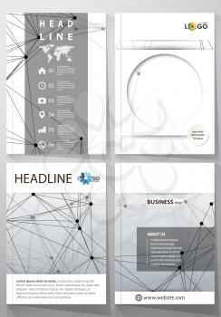 Business templates for brochure, magazine, flyer, booklet or annual report. Cover design template, easy editable vector, abstract flat layout in A4 size. DNA and neurons molecule structure. Medicine, 