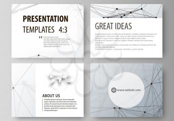 Set of business templates for presentation slides. Easy editable abstract vector layouts in flat design. Genetic and chemical compounds. Atom, DNA and neurons. Medicine, chemistry, science or technolo