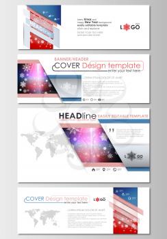 Social media and email headers set, modern banners. Business templates. Cover design template, easy editable, abstract flat layout in popular sizes. Christmas decoration, vector background with shiny 