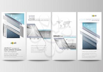 Flyers set, modern banners. Business templates. Cover design template, easy editable, abstract flat layouts. Abstract blue or gray business pattern with lines, modern stylish vector texture.