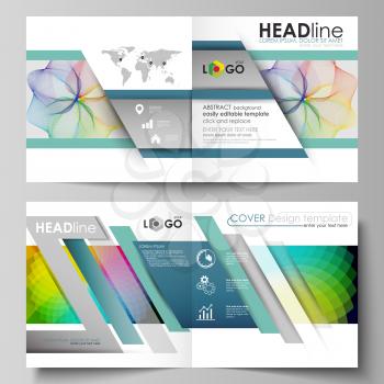 Business templates for square design bi fold brochure, magazine, flyer, booklet or annual report. Leaflet cover, abstract flat layout, easy editable vector. Colorful design with overlapping geometric 